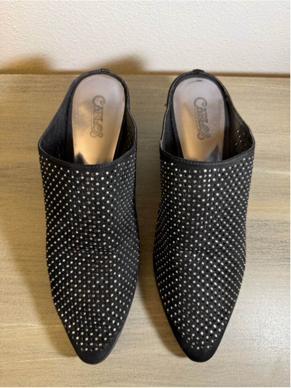 black Carlos by Carlos Santana rhinestone mules size 9